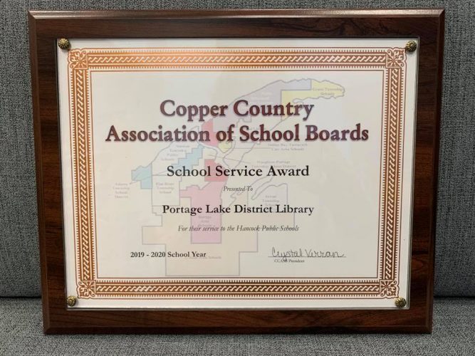 Hancock Library wins School Service Award for their support of distance